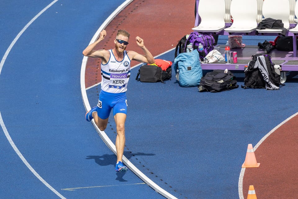 Josh Kerr winning the men’s 5000m at the 2025 UK Athletics Championships