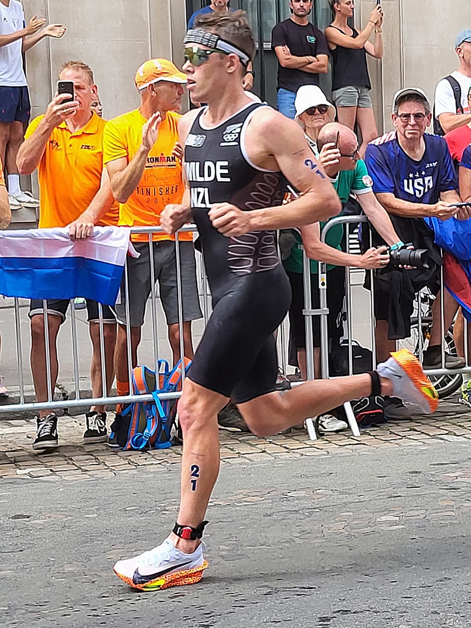 Hayden Wilde running during the men’s triathlon at the Paris 2024 Olympic Games